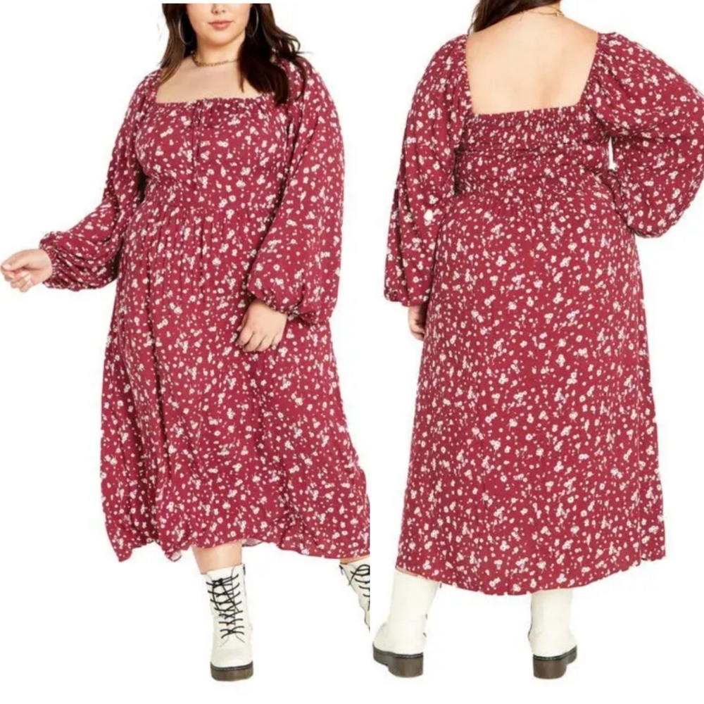 NWT City Chic Floral Jessie Dress In Retro Ditsie Size 20W/2X
